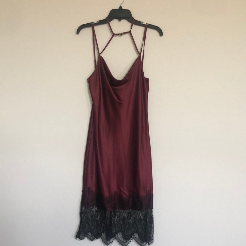 Nasty gal love Courtney burgundy slip dress